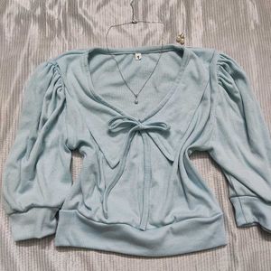 soft & cutecore pastel bow top.