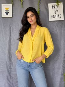 Chic Yellow Long Sleeve Blouse