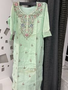 Beautifully Embroidered Mint Green Kurta Set