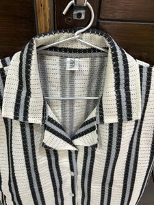 Striped Cropped Button-Up Shirt || Korean Look