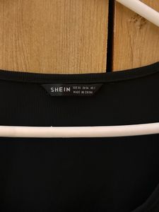 Shein Black Ruched Long Sleeve Crop Top