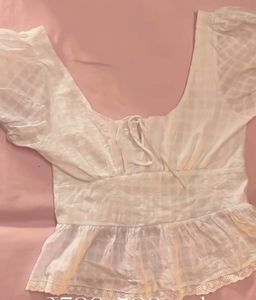 White Checkered Peplum Top