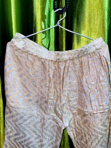Elegant Ethnic Silver Print Palazzos