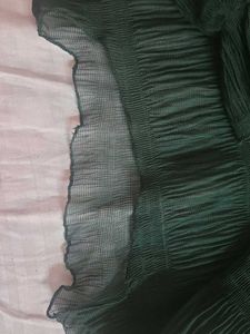 Flowy Smocked Teal Top- Sheer Top