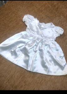 White Satin Baby Dress Set