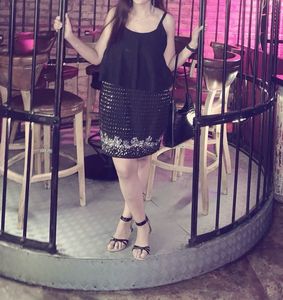 Chic Sequin Black Layered Mini Dress