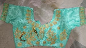 Elegant Teal &amp; Gold Embroidered Outfit