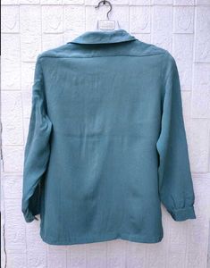 New with tag Korean Relaxed Fit Teal Linen Shirt