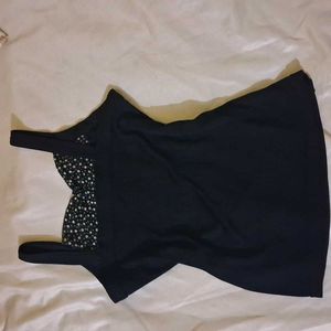 Black Floral Trim Tank Top