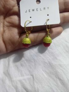 Blue Beaded Gold Leaf Hoop Earrings ✨and a free re