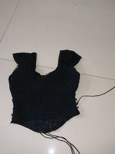 New Elegant Black Lace Corset Top