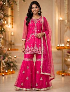 Vibrant Pink Embroidered Kurta Set