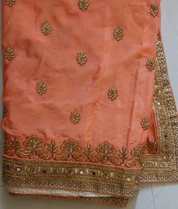 Festive Peach &amp; Cream Color Saree