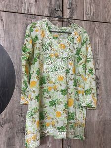 Floral Print Kurta with Embroidery
