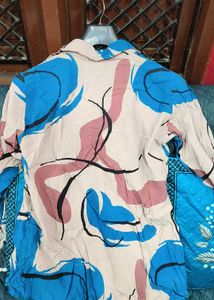 Unique Abstract Print Button-Up Shirt