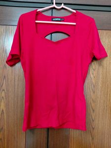 Sassafras Red Back Cut-Out Top XL