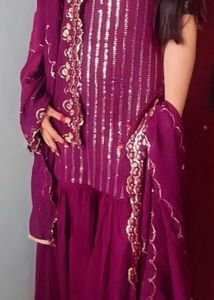 Elegant Purple Sequined Kurta Set