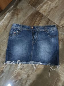 Distressed Denim low rise y2k mini skirt
