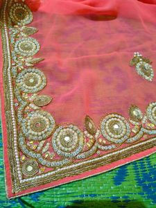 pink heavy georgette saree