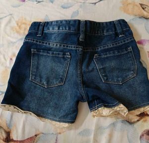 Cute Denim Shorts with Lace Trim