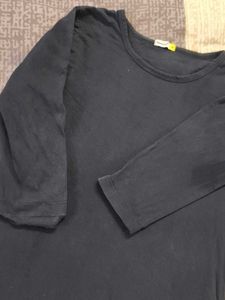Classic Black 3/4th Sleeves Tee Tshirt Top Women