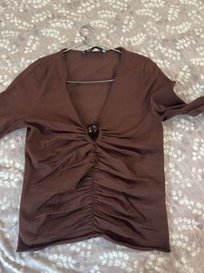 Chic Ruched V-Neck Top