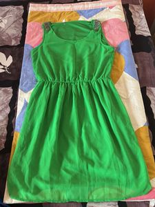 Bright green georgette skater dress