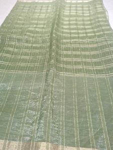 Elegant Green jari Checked Saree