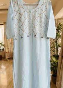 Light Blue Embroidered Kurta