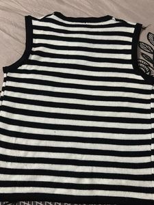 Striped Sleeveless Top &amp; Denim Skirt Set