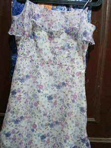 Chiffon Floral Print Cold Shoulder Dress