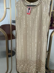 Elegant Beige Sequin Kurta