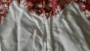 Red and white combination frock for girls