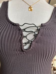 NEGATIVE Ribbed Lace-Up Bodysuit