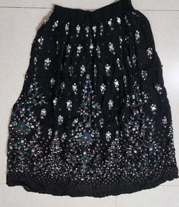 Embellished Black Ethnic Skirt