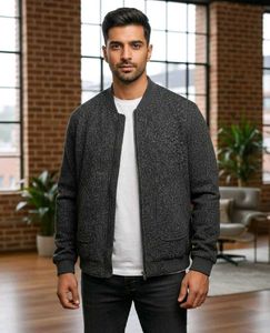 Wool charcoal grey bomber jacket