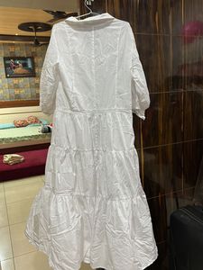 White Tiered Shirt Dress
