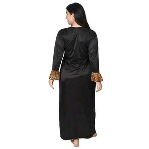 Pack of 2 Women Nighty with Robe (Gold, Black)