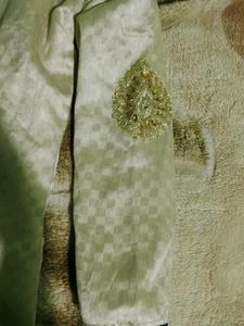 Elegant Cream Kurta Set with Royal Blue Dupatta