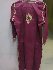 Maroon Embroidered Kurta