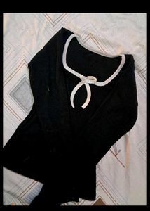 Chic Black Top with Bow Detail