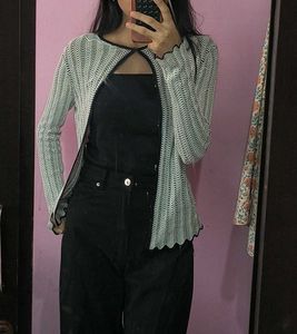 Chic Wavy Knit Cardigan