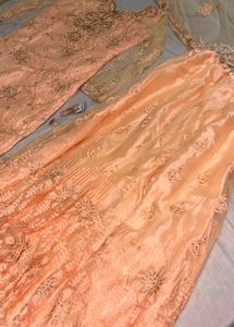 Elegant Peach Embroidered Kurta Set
