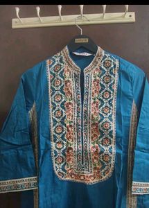 Embroidered Teal Kurta