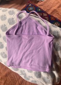 Lavender Ribbed Halter Crop Top