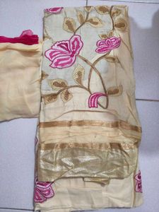 Elegant Floral Kurta Set (unstitched)