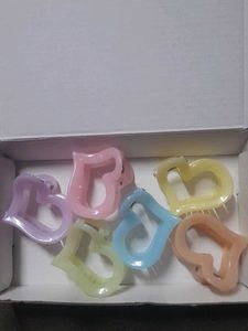 Cute Heart Hair Claw Clips Set 6