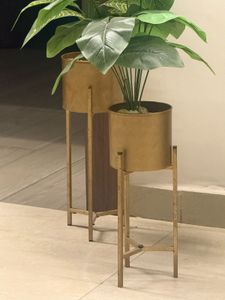 Set of 3 Gold Plant Stands