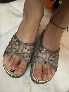 Sparkling Embellished Wedge Sandals