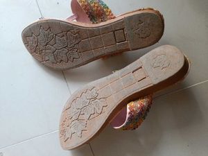 Colorful Embellished Flat Sandals